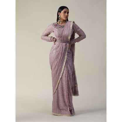 Arpita Sulakshana Lavender Pre-Draped Georgette Saree with Stitched Blouse