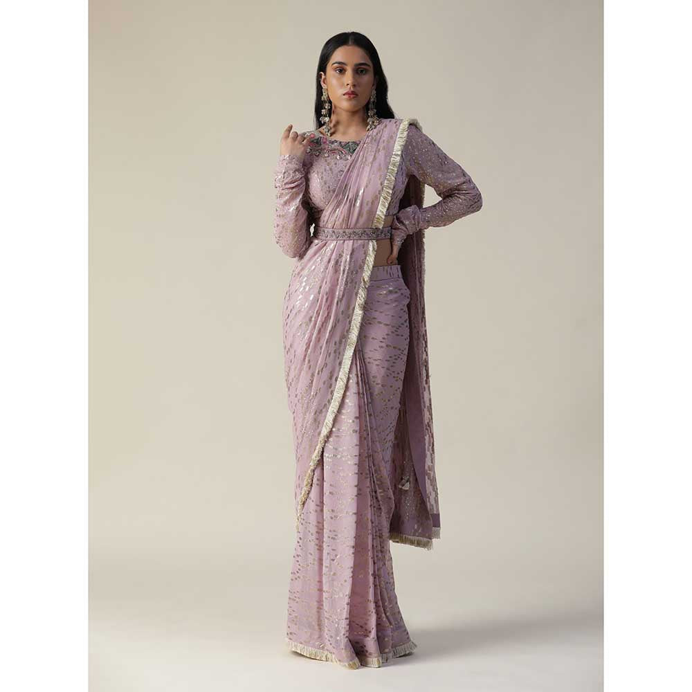 Arpita Sulakshana Lavender Pre-Draped Georgette Saree with Stitched Blouse