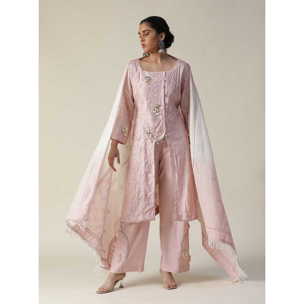 Arpita Sulakshana Pastel Pink Embroidered Kurta (Set of 3)