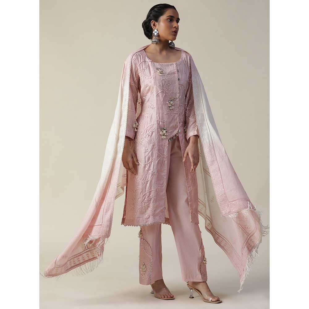 Arpita Sulakshana Pastel Pink Embroidered Kurta (Set of 3)