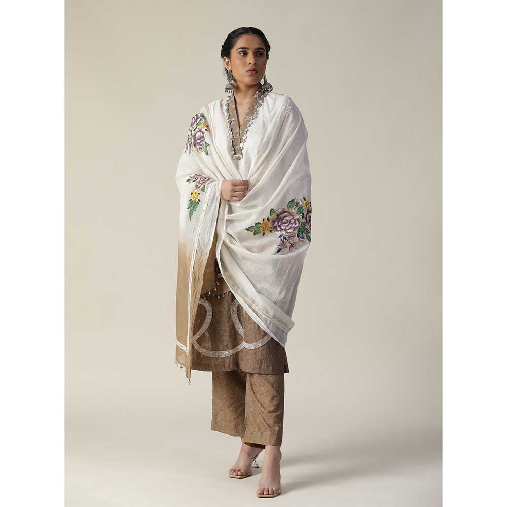 Arpita Sulakshana White Brown Ombre Kurta (Set of 3)