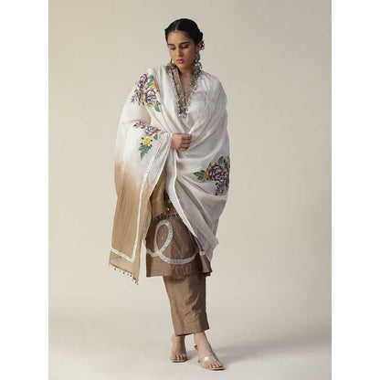 Arpita Sulakshana White Brown Ombre Kurta (Set of 3)