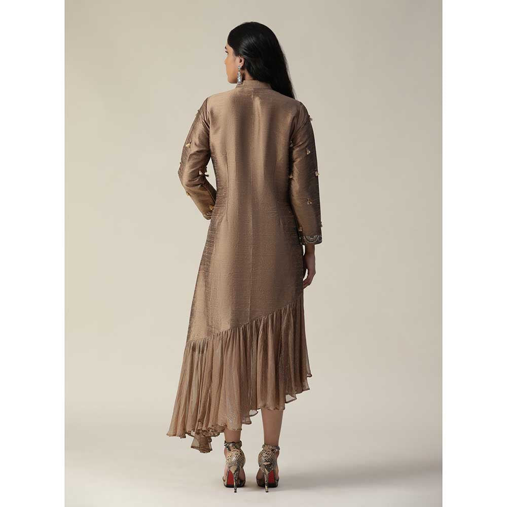 Arpita Sulakshana Cocoa Brown Raw Silk Maxi Dress