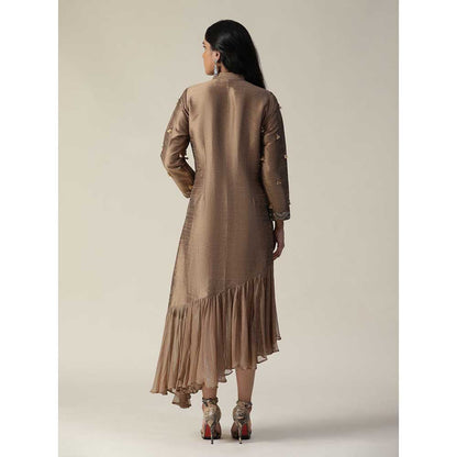 Arpita Sulakshana Cocoa Brown Raw Silk Maxi Dress