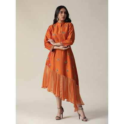 Arpita Sulakshana Burnt Orange Raw Silk Maxi Dress