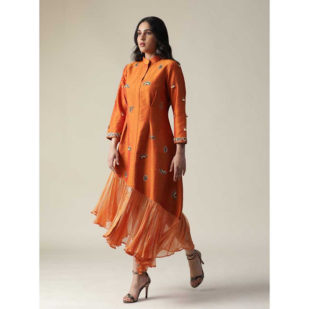 Arpita Sulakshana Burnt Orange Raw Silk Maxi Dress