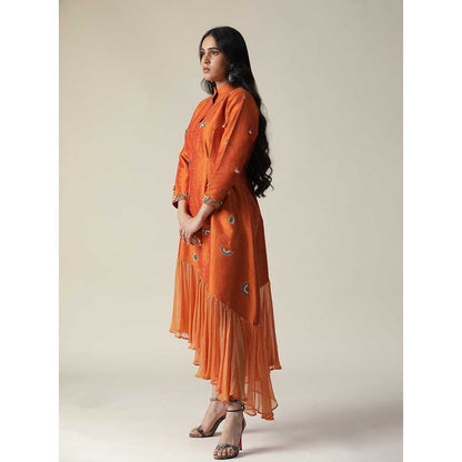 Arpita Sulakshana Burnt Orange Raw Silk Maxi Dress