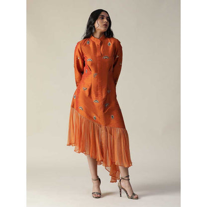 Arpita Sulakshana Burnt Orange Raw Silk Maxi Dress