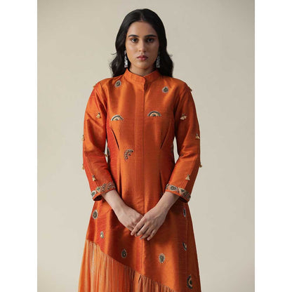 Arpita Sulakshana Burnt Orange Raw Silk Maxi Dress