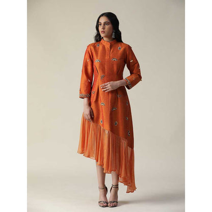 Arpita Sulakshana Burnt Orange Raw Silk Maxi Dress