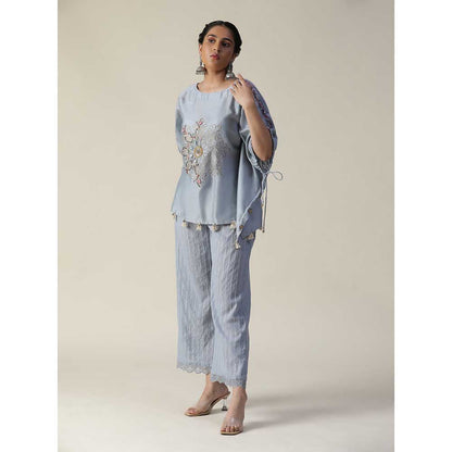 Arpita Sulakshana Ice Blue Embroidered Short Kaftan (Set of 2)