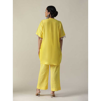 Arpita Sulakshana Jaune Mimosa Yellow Hand Painted Embroidered Co-Ord (Set of 2)