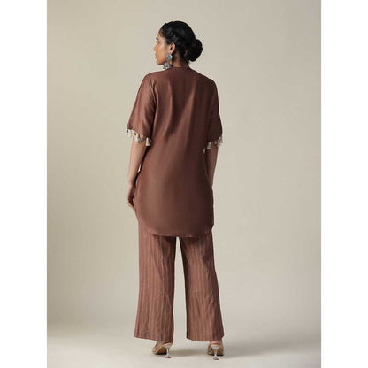 Arpita Sulakshana Van Dyke Brown Hand Painted Embroidered Co-Ord (Set of 2)