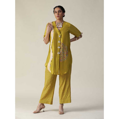 Arpita Sulakshana Bumblebee Yellow Hand Painted Embroidered Co-Ord (Set of 2)
