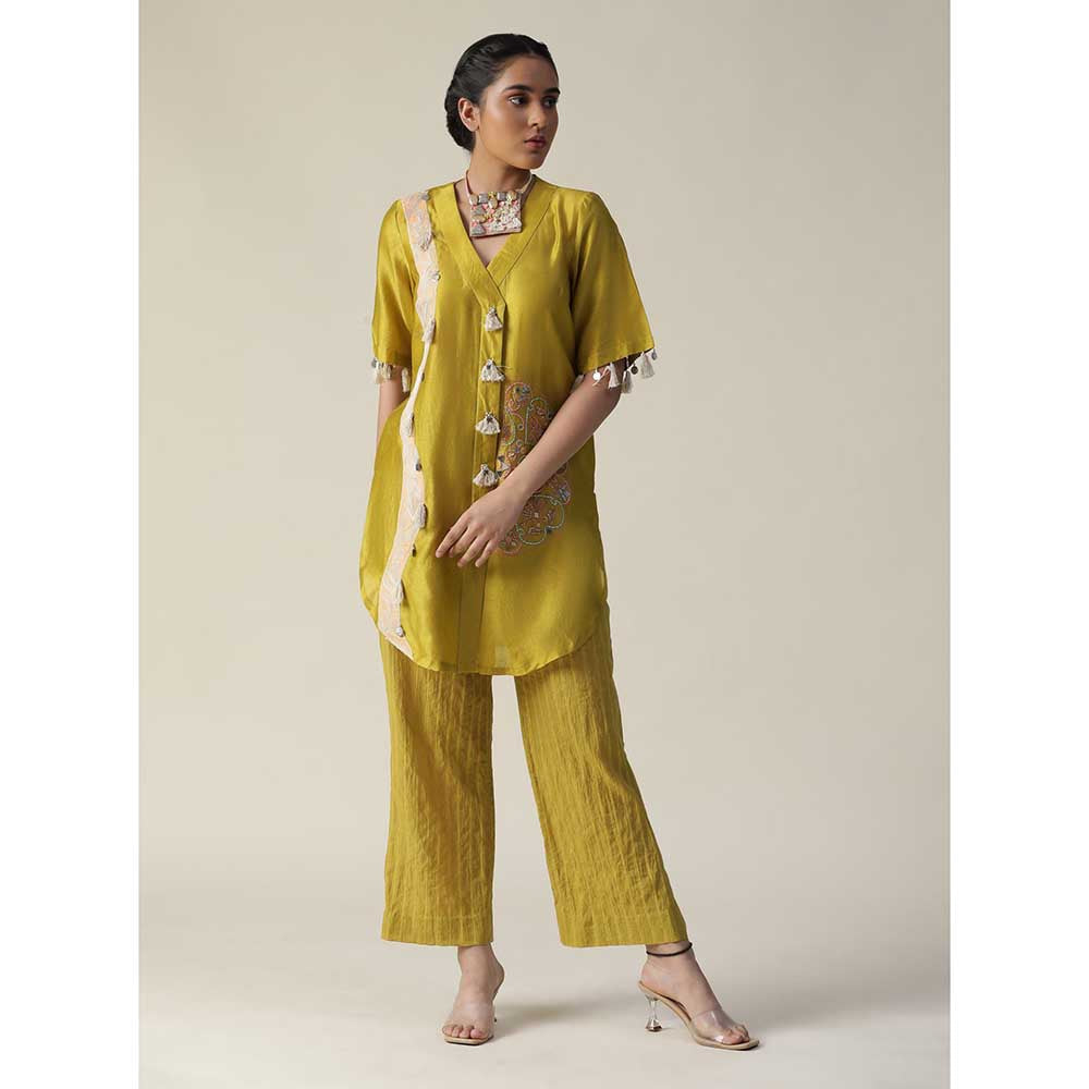 Arpita Sulakshana Bumblebee Yellow Hand Painted Embroidered Co-Ord (Set of 2)