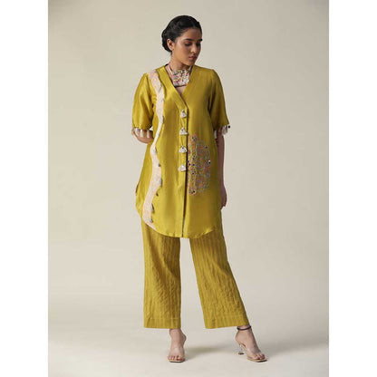 Arpita Sulakshana Bumblebee Yellow Hand Painted Embroidered Co-Ord (Set of 2)
