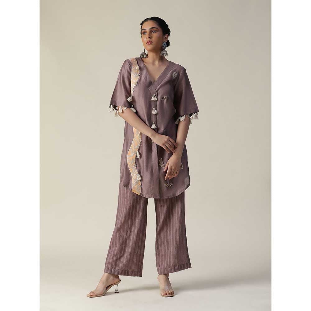 Arpita Sulakshana Deep Taupe Hand Painted Embroidered Co-Ord (Set of 2)