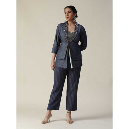 Arpita Sulakshana Blue Denim Embellished Co-Ord (Set of 3)