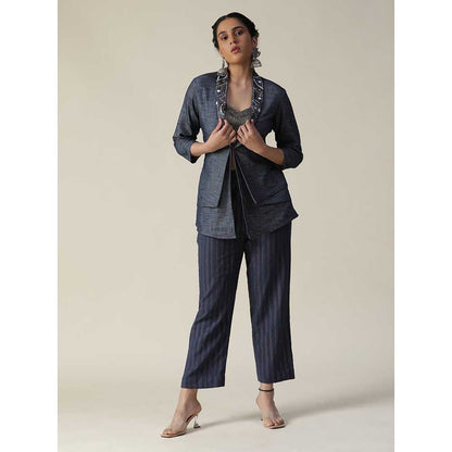 Arpita Sulakshana Blue Denim Embellished Co-Ord (Set of 3)