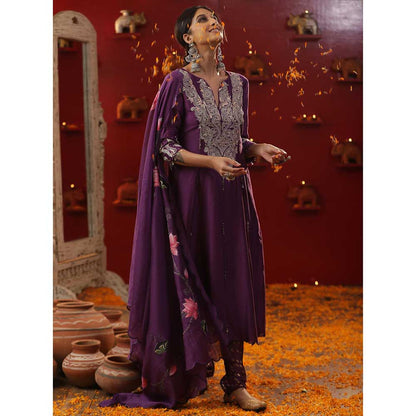 Arpita Sulakshana Floral Shringaar Purple Kurta with Churidar and Dupatta (Set of 3)