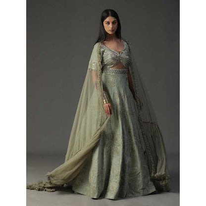 Arpita Sulakshana Sea Green Embroidered Anarkali with Dupatta (Set of 2)