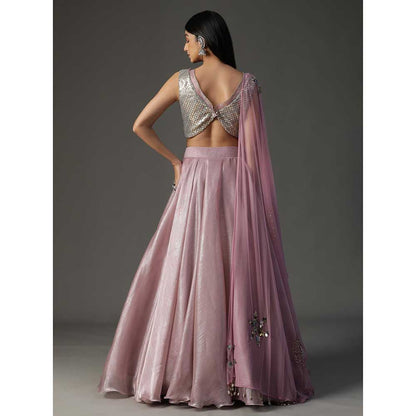Arpita Sulakshana Pink Organza Lehenga with Blouse and Dupatta (Set of 3)