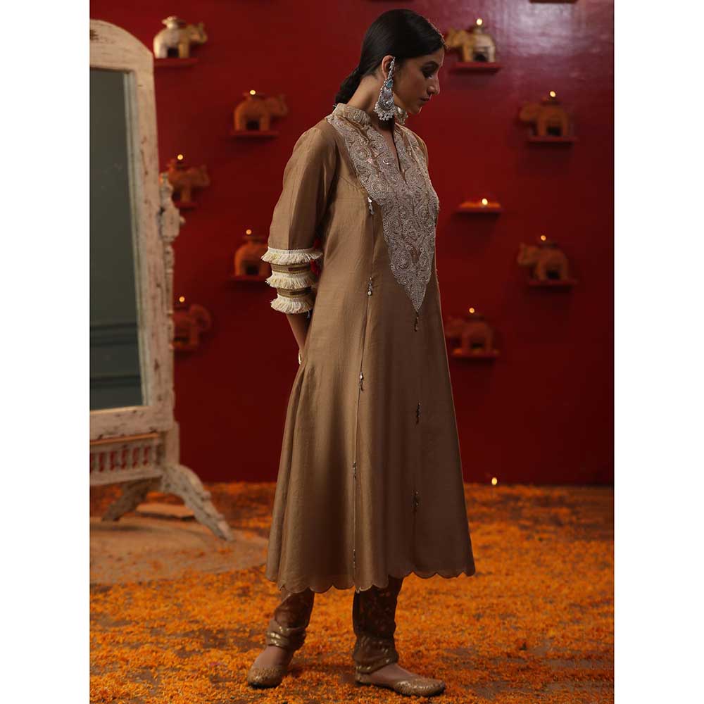 Arpita Sulakshana Gold Shringaar A-Line Kurta with Churidar and Dupatta (Set of 3)