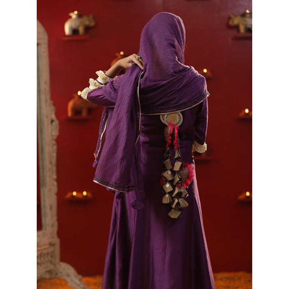 Arpita Sulakshana Purple Shringaar A-Line Kurta with Churidar and Dupatta (Set of 3)