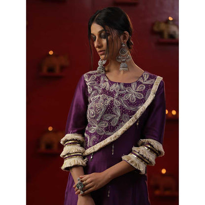 Arpita Sulakshana Purple Shringaar A-Line Kurta with Churidar and Dupatta (Set of 3)