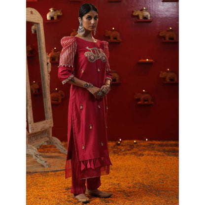 Arpita Sulakshana Pink Baghi Signature Kurta with Pant and Dupatta (Set of 3)