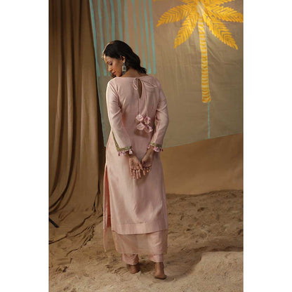 Arpita Sulakshana Pink Centre Palm Tree Kurta with Pants (Set of 3)