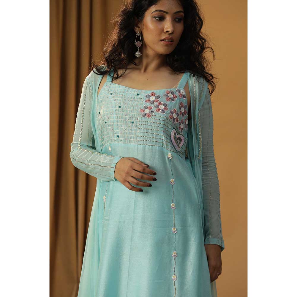 Arpita Sulakshana Sku Blue Dress with Jacket (Set of 2)