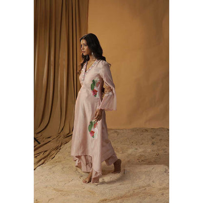 Arpita Sulakshana Light Pink Handpainted A-Line Kurta (Set of 2)