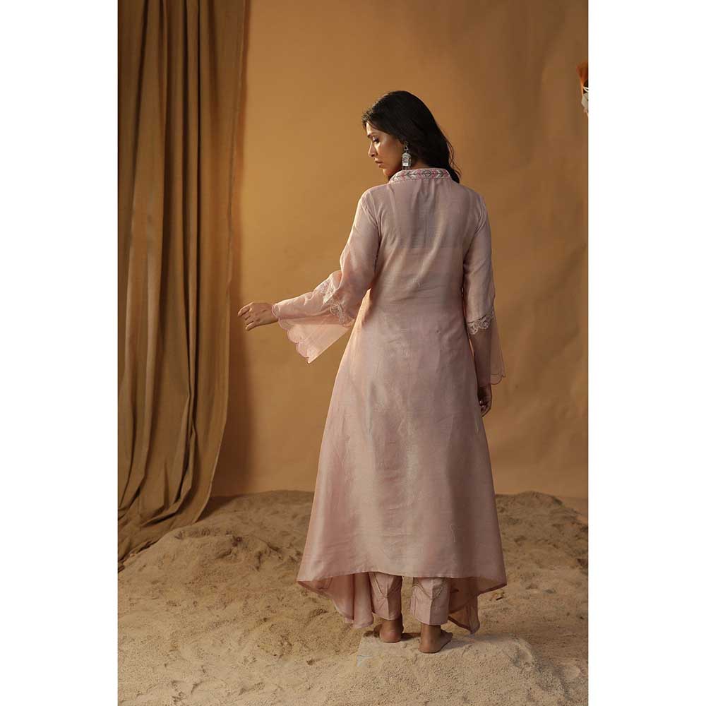Arpita Sulakshana Light Pink Handpainted A-Line Kurta (Set of 2)