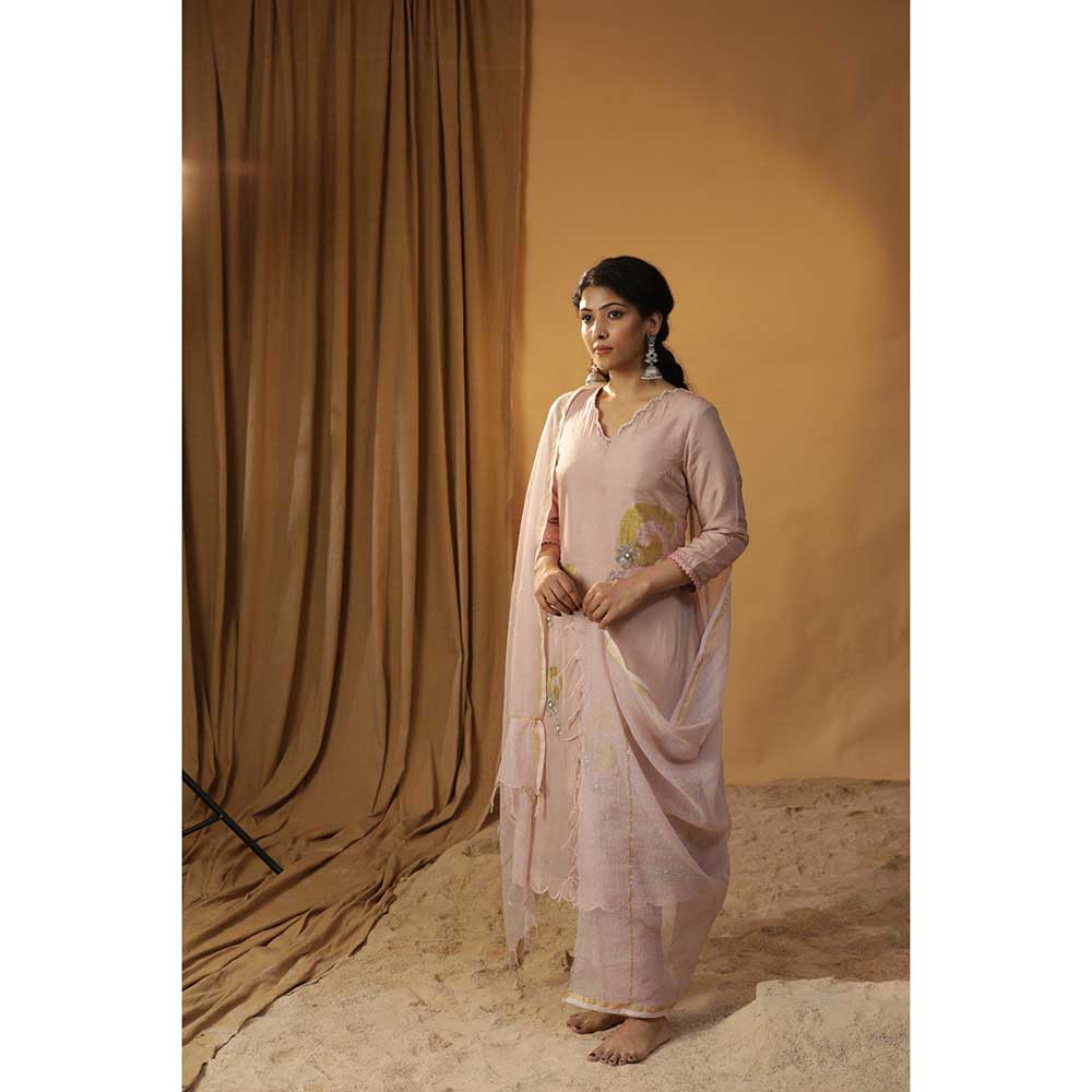 Arpita Sulakshana Baby Pink Foil Painted Suit (Set of 3)