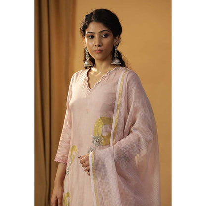 Arpita Sulakshana Baby Pink Foil Painted Suit (Set of 3)