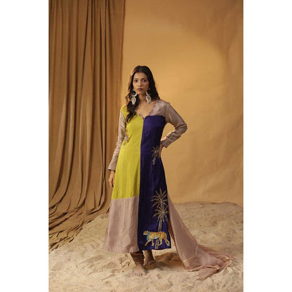 Arpita Sulakshana Multi-Color Block Print Leopard Scarf Suit (Set of 3)