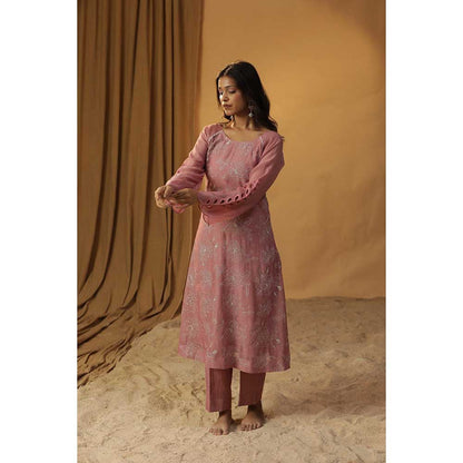 Arpita Sulakshana Pink Pyaazi Embroidered Suit (Set of 3)