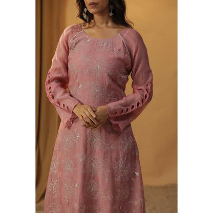 Arpita Sulakshana Pink Pyaazi Embroidered Suit (Set of 3)