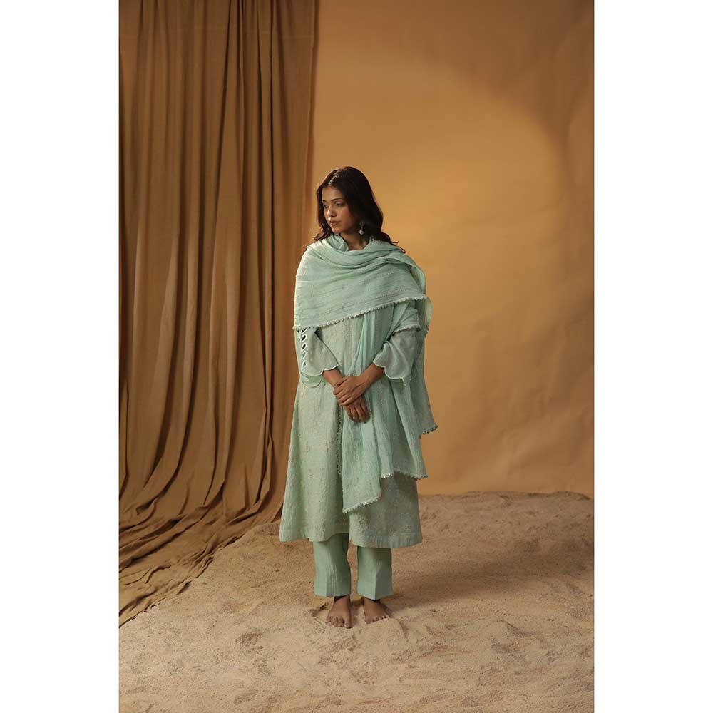 Arpita Sulakshana Sea Green Embroidered Suit (Set of 3)