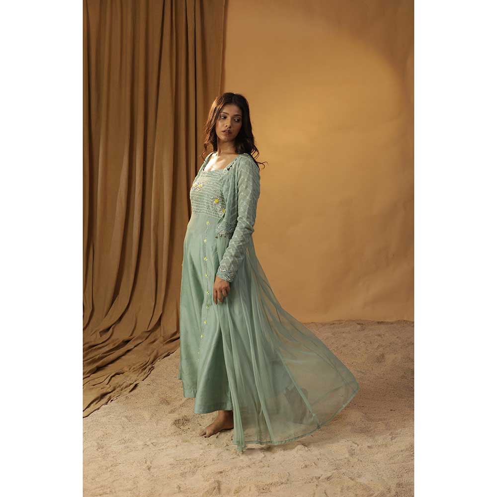 Arpita Sulakshana Sea Green Dress with Jacket (Set of 2)