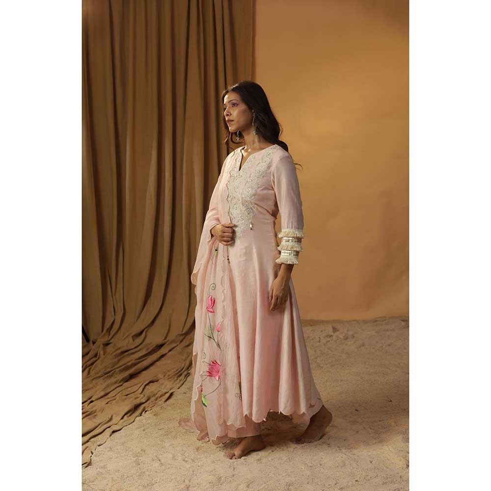 Arpita Sulakshana Baby Pink A-Line Anarkali Kurta & Pant with Dupatta (Set of 3)