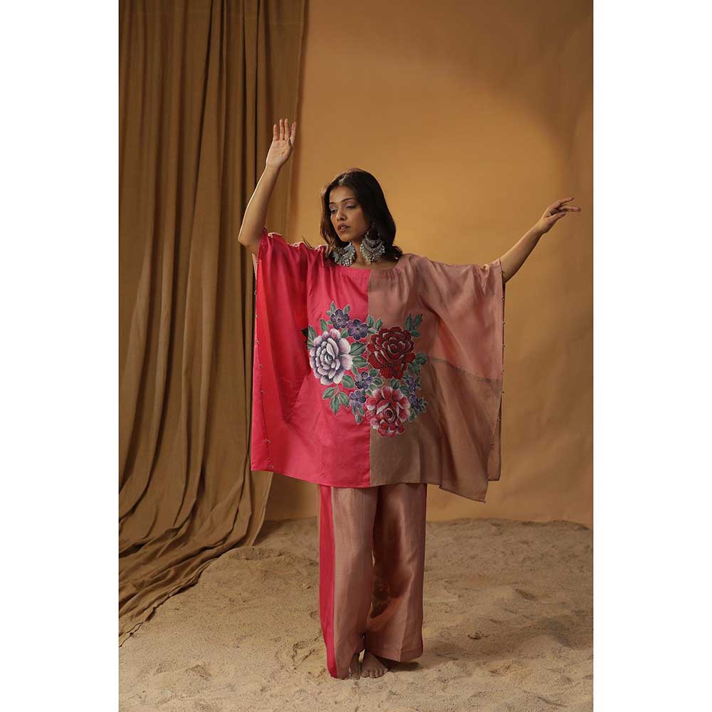 Arpita Sulakshana Multi-Color Floral Block Print Kaftan with Pant (Set of 2)