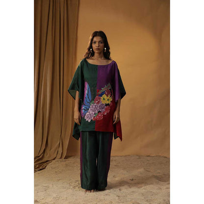 Arpita Sulakshana Multi-Color Butterfly Block Print Kaftan with Pant (Set of 2)