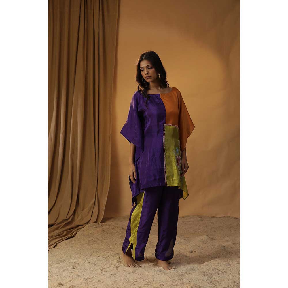 Arpita Sulakshana Multi-Color Floral Block Print Kaftan with Pant (Set of 2)