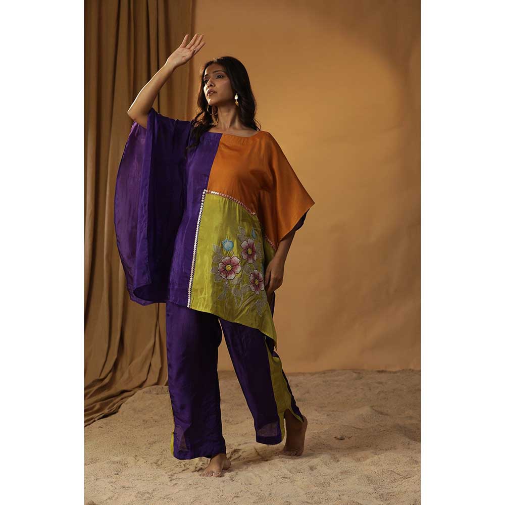 Arpita Sulakshana Multi-Color Floral Block Print Kaftan with Pant (Set of 2)