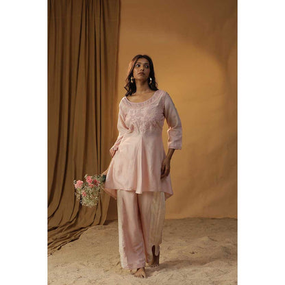 Arpita Sulakshana Pastel Pink Embroidered Kurta with Pant (Set of 2)