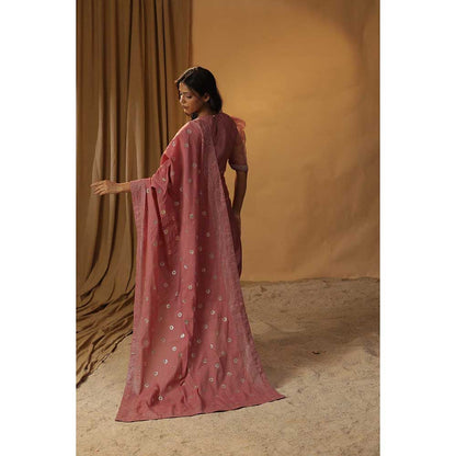 Arpita Sulakshana Canyon Rose Bell Flower Pink Handpainted Suit (Set of 3)