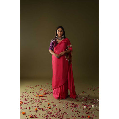 Arpita Sulakshana Pink Pre Stitched Blouse Saree with Stitched Blouse