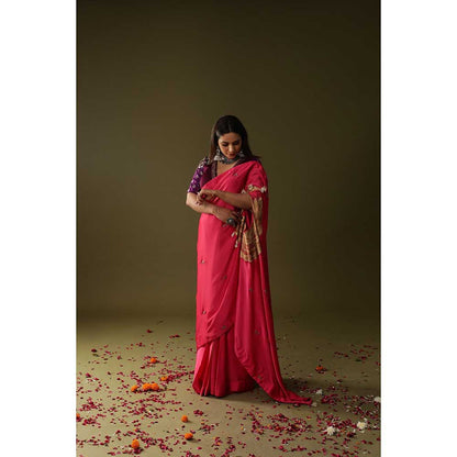 Arpita Sulakshana Pink Pre Stitched Blouse Saree with Stitched Blouse